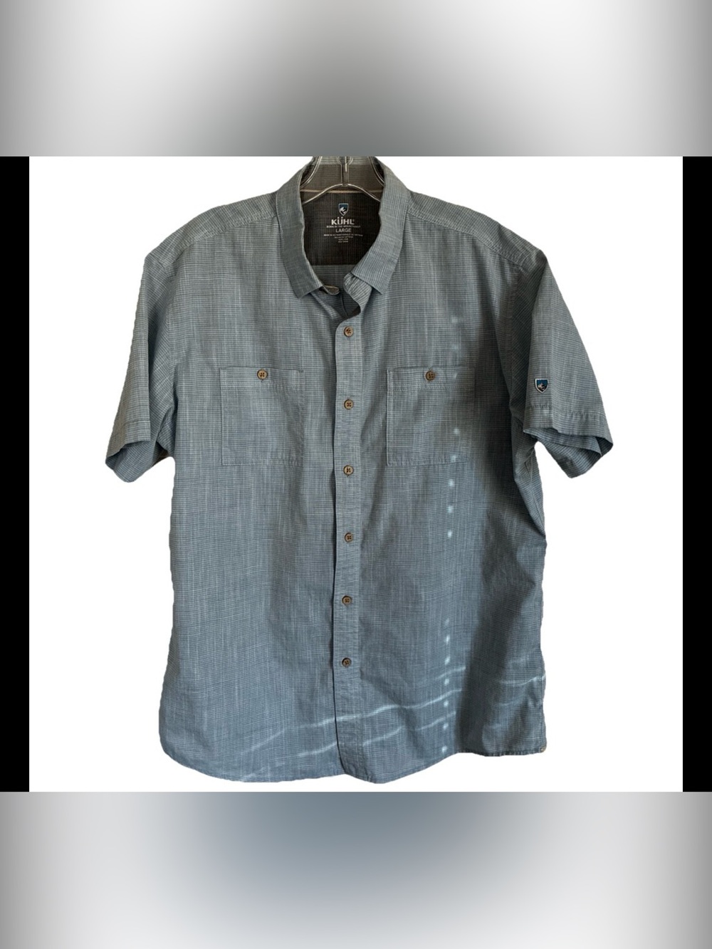 KUHL-Men’s Karib Short Sleeve Activewear Horizon Blue Button-Up Sz L Style 22S